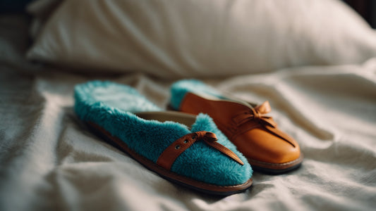 Image chaussons sur un lit