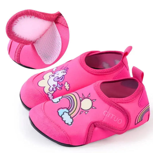 Chaussons fille à scratch | Arc en ciel - Chaussly