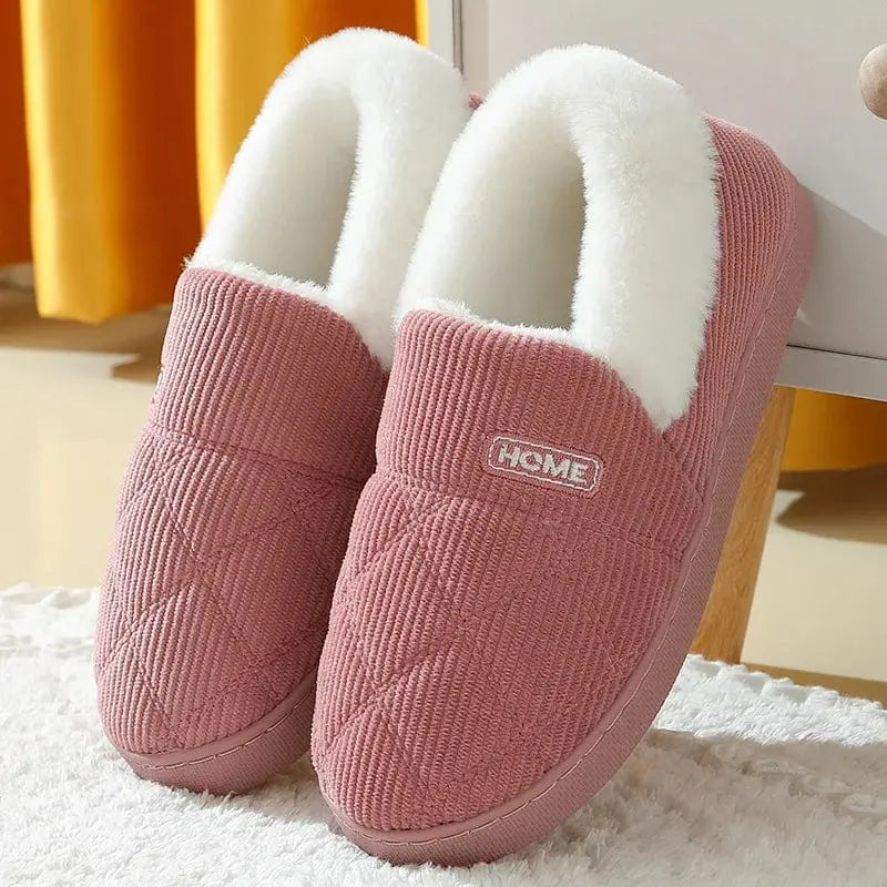 Chaussons charentaises | Mixte peluche rose - Chaussly