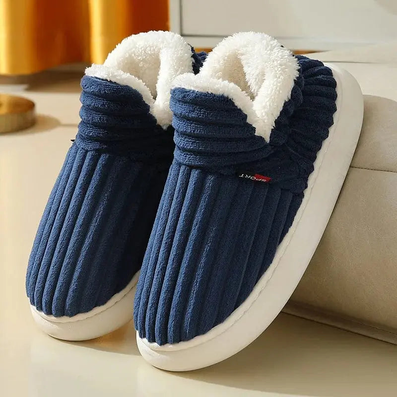 Chaussons chauds unisexe bleu - Chaussly