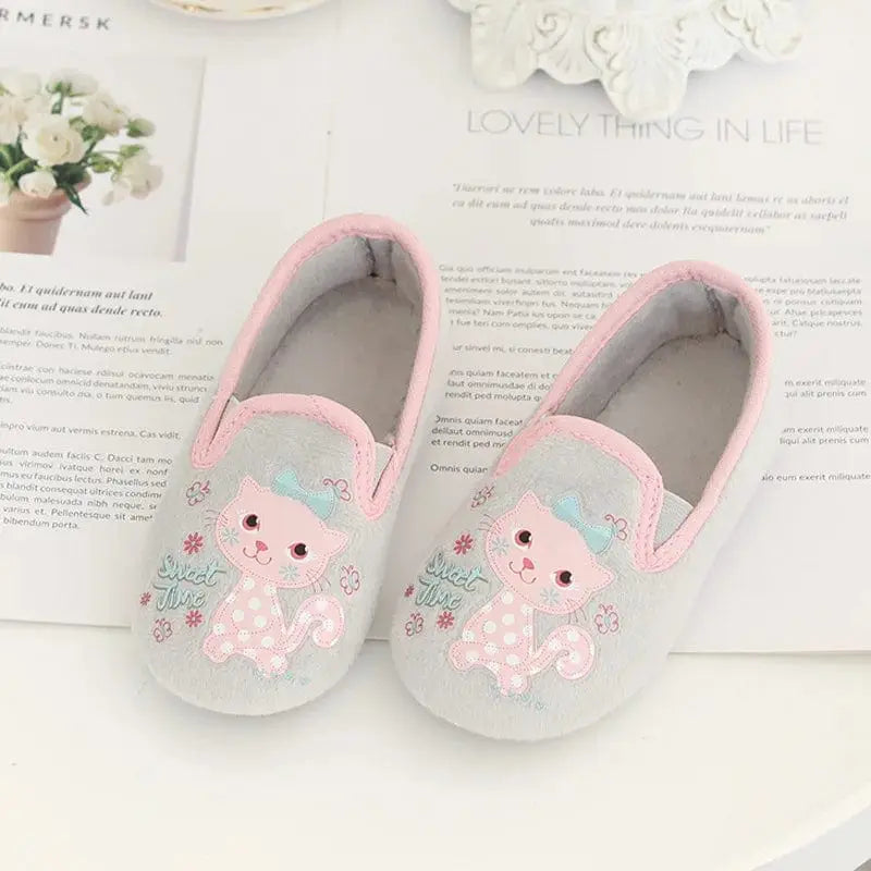 Chaussons fille charentaise | Chat joyeux - Chaussly