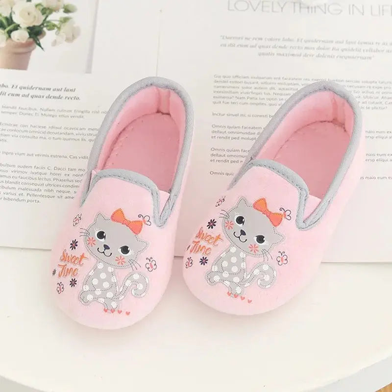 Chaussons fille charentaise | Chat mignon - Chaussly