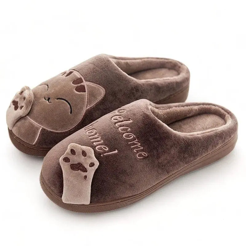 Chaussons femme mules | Chat marron - Chaussly