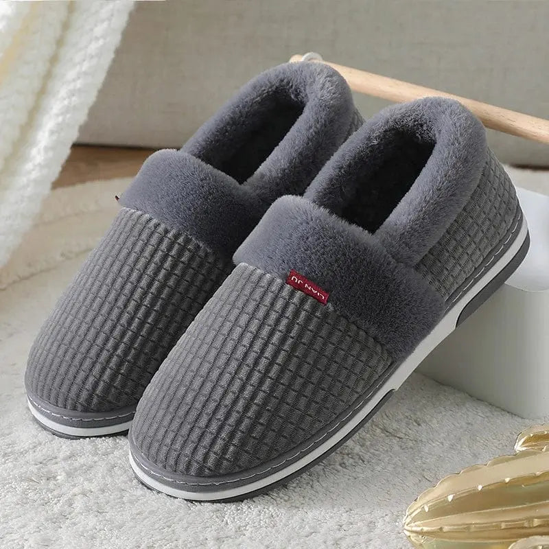 Chaussons fourrure mixte | Charentaises gris - Chaussly