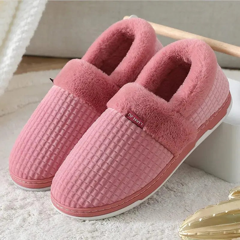 Chaussons fourrure mixte | Charentaises rose - Chaussly