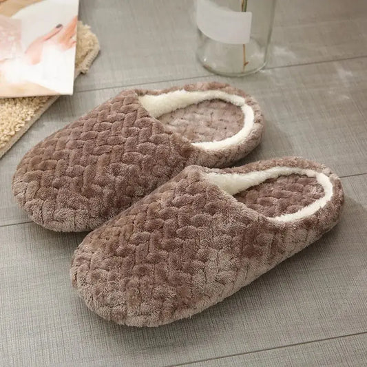 Chaussons mules fourrure | Style croisé café - Chaussly