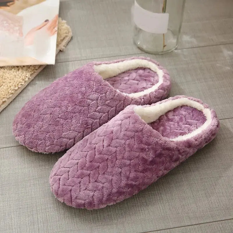 Chaussons mules fourrure | Style croisé violet - Chaussly