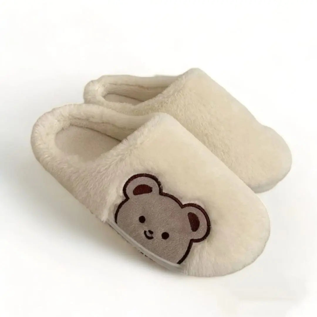 Chaussons fourrure | Tête d'ours blanc - Chaussly