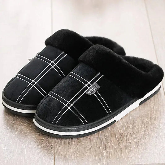 Chaussons homme | Mules à rayures noir - Chaussly