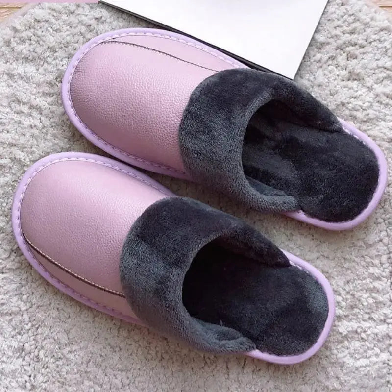 Chaussons cuir mixtes violet - Chaussly