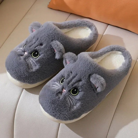 Chaussons animaux | Chat gris - Chaussly