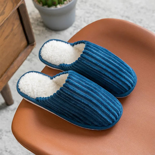 Chaussons en peluche mixte bleu - Chaussly