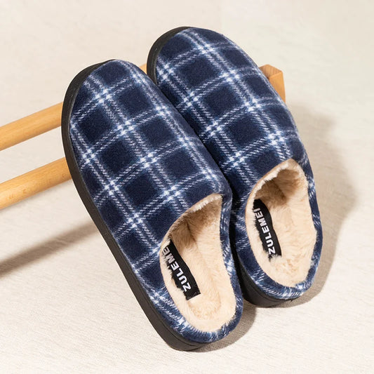 Chaussons homme | Tartan écossais bleu - Chaussly