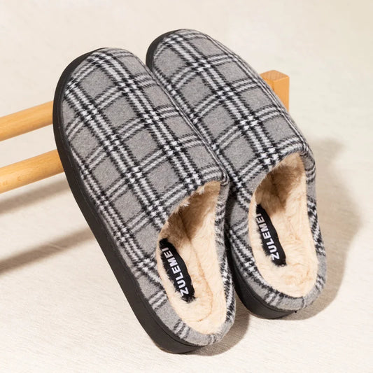 Chaussons homme | Tartan écossais gris - Chaussly