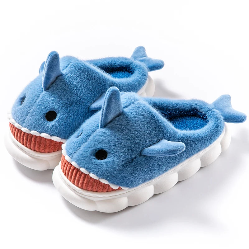 Chaussons animaux fourrure | Requin bleu profond - Chaussly