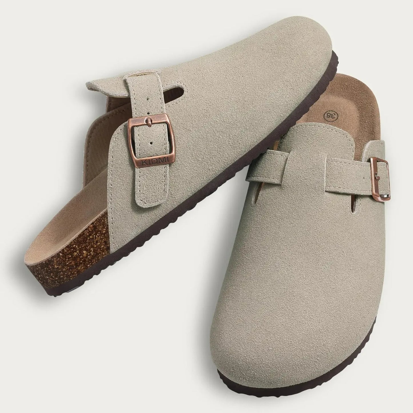 Chaussons sabots gris | Mules - Chaussly