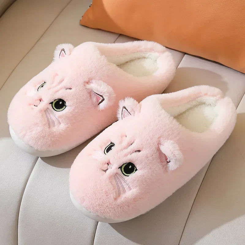 Chaussons animaux | Chat rose - Chaussly