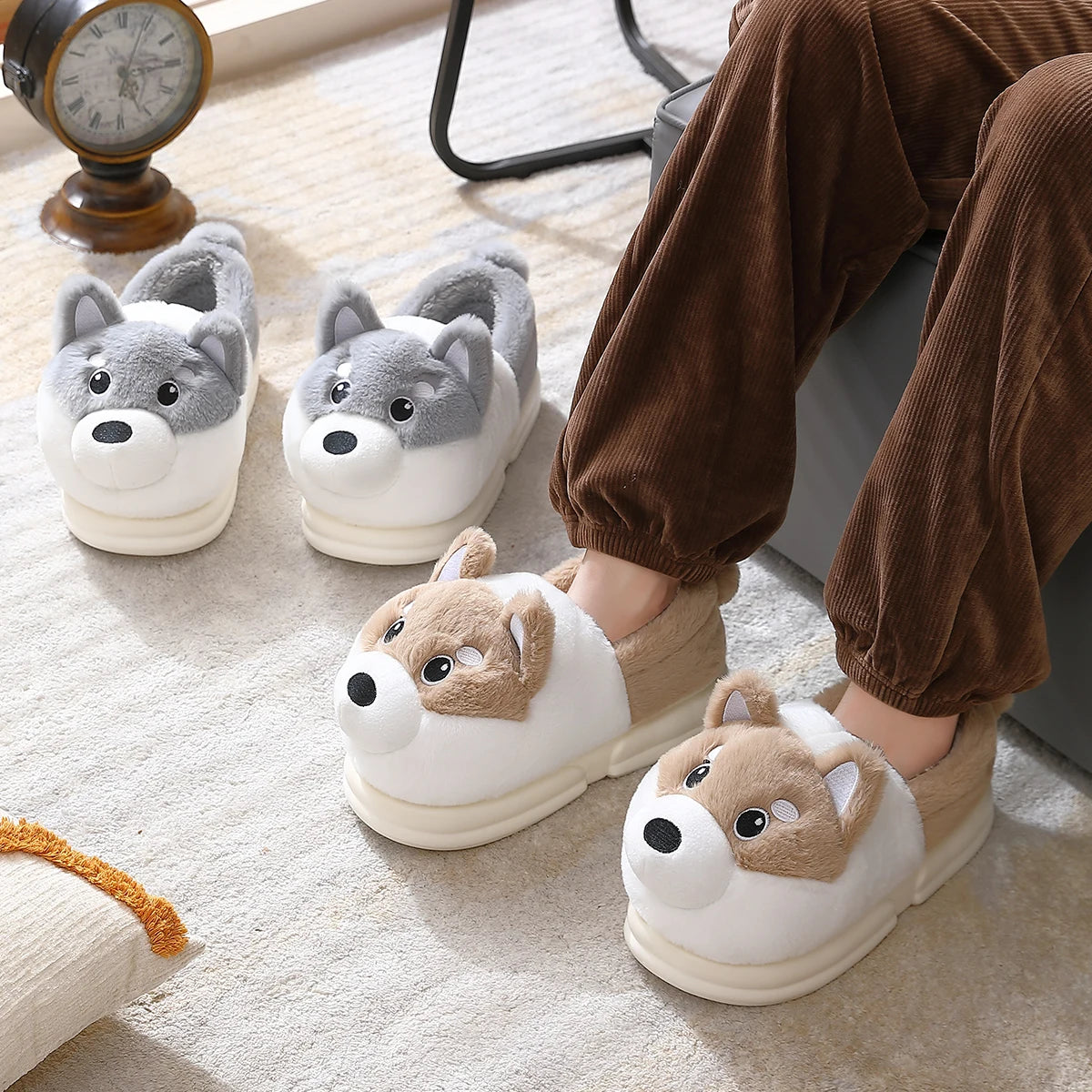 Chaussons animaux chauds pour adultes | Loup