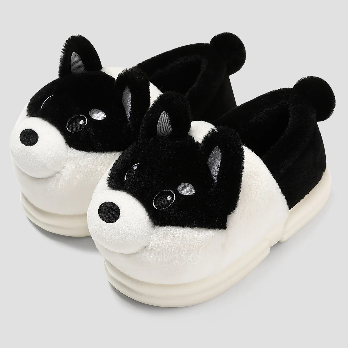 Chaussons animaux chauds pour adultes | Loup noir - Chaussly