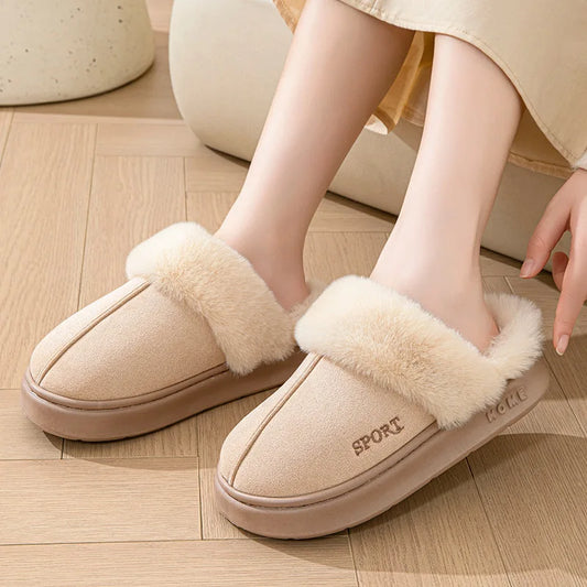 Chaussons en peluche mules pour femme | Elégance crème - Chaussly