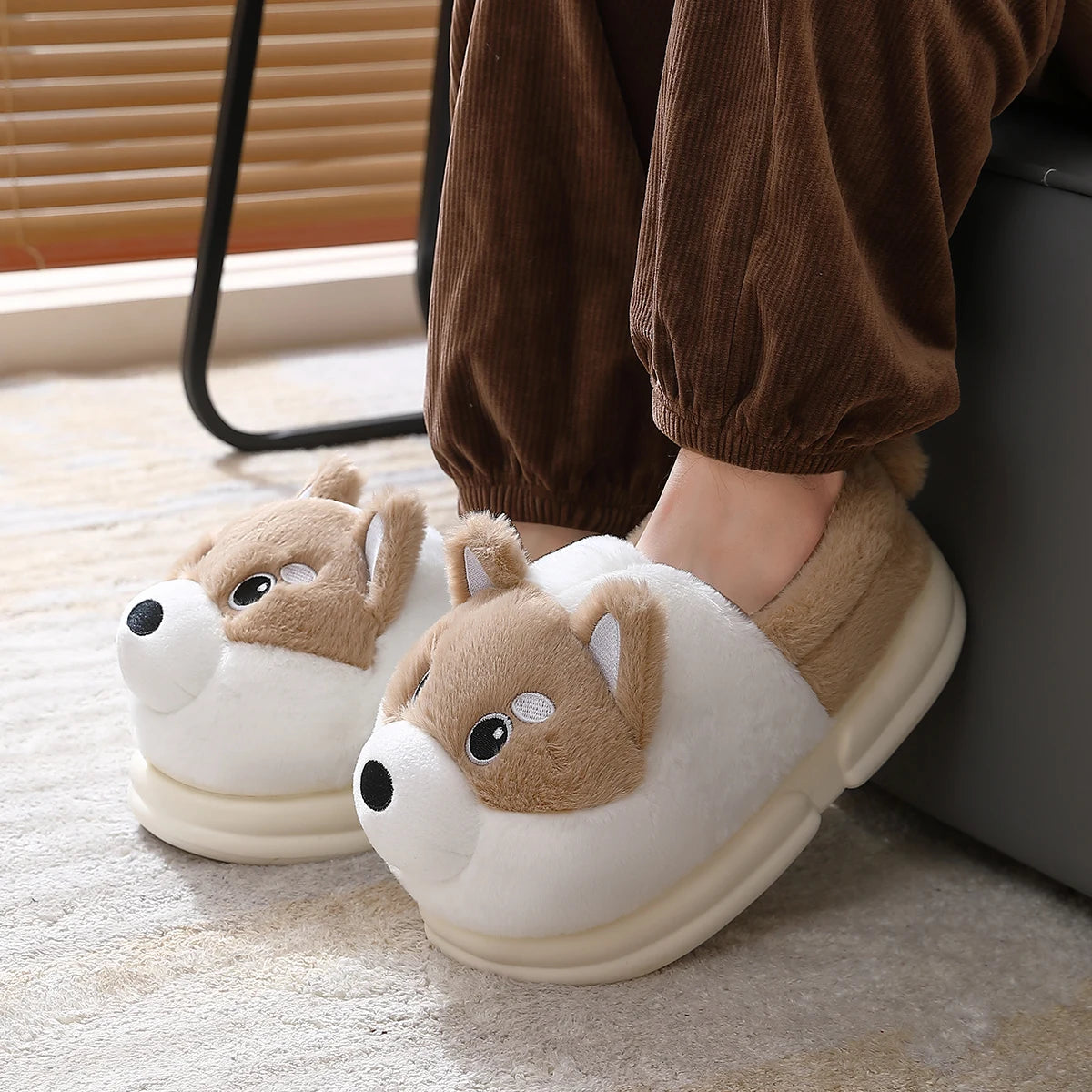 Chaussons animaux chauds pour adultes | Loup